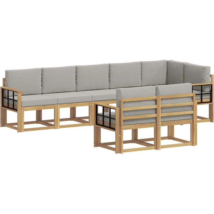 vidaXL Outdoor-Sofagarnitur 8 stk. 8-Sitzer Weiß und Hellgrau 3387815 – Bild 2