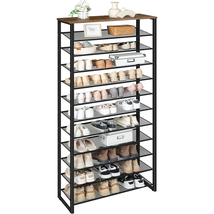 Hoobro SCHUREGAL Braun 12-stöckiges Schuhablage (H 191 x T 28.5 x B 75 cm) – Bild 8