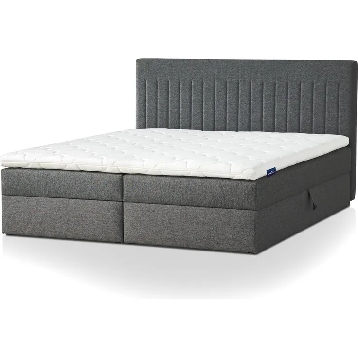 Traumnacht Boxbett Nizza mit praktischem Stauraum, mit 7-Zonen Tonnentaschenfederkernmatratze (H3) und Komfortschaumtopper, Leichter Aufbau, 140x200, dunkelgrau