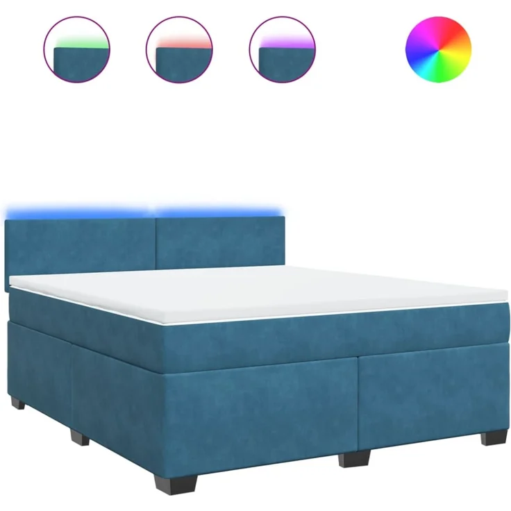 vidaXL Boxspringbett mit Matratze Blau 180x200 cm Samt 3288676 – Bild 2