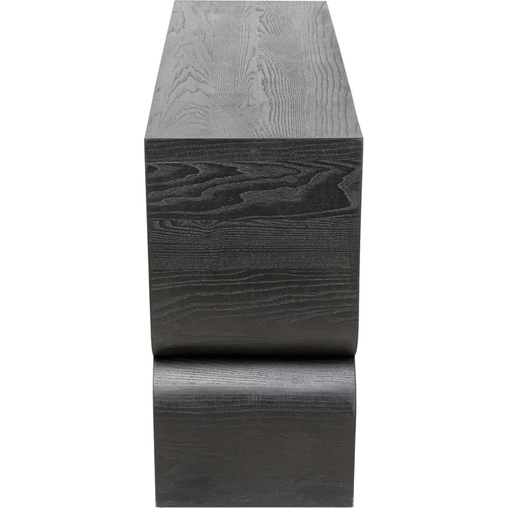Kare Design Konsole Curve, Schwarz, Handgearbeitet, Jedes Stück EIN Unikat, Skandi-Style Sideboard, Ablage für Flur, Schmales Sideboard für Wohnzimmer, Eschenholz, 76 x 120 x 38 cm (H/B/T) – Bild 6
