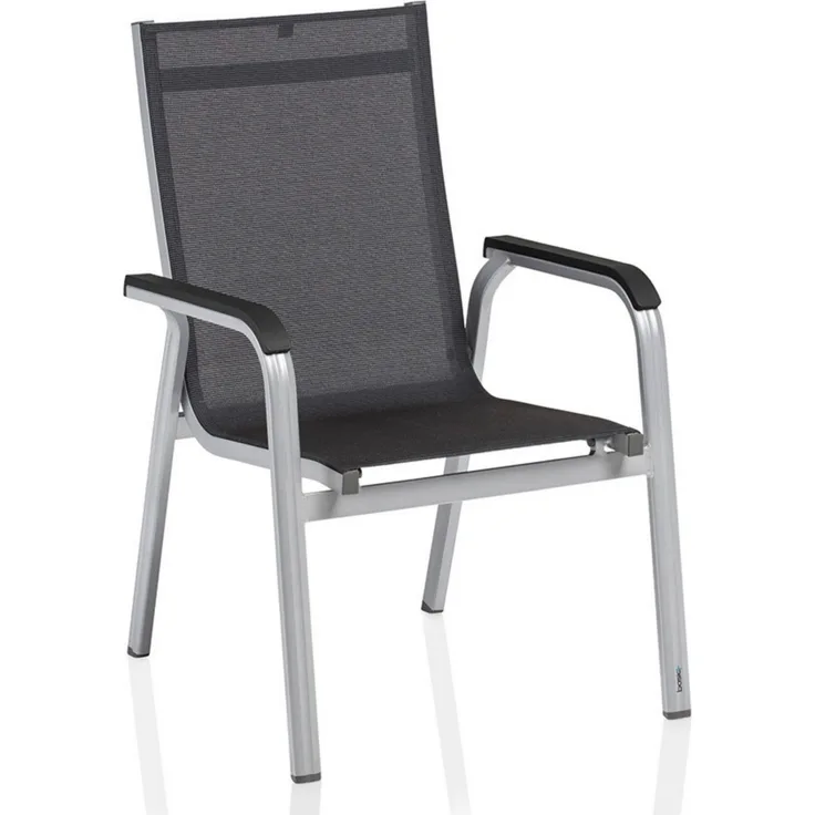 Kettler 'Basic Plus' Gartenstuhl, stapelbar, Aluminium silber, 66 x 69 x 98 cm