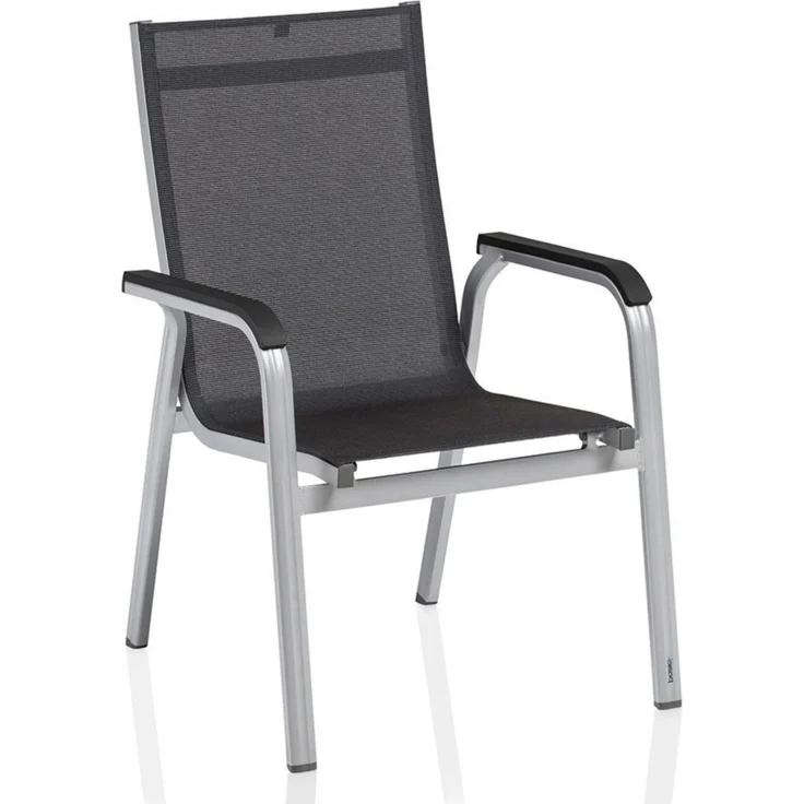 Kettler 'Basic Plus' Gartenstuhl, stapelbar, Aluminium silber, 66 x 69 x 98 cm – Bild 1
