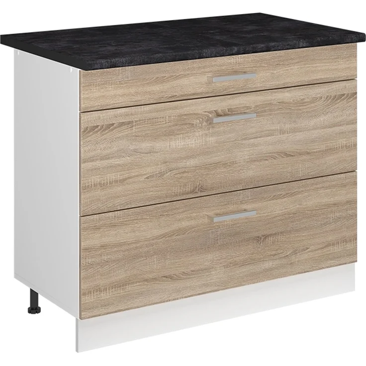 Küchenunterschrank R-Line Sonoma/Weiß 100 cm Arbeitsplatte Anthrazit Vicco – Bild 1