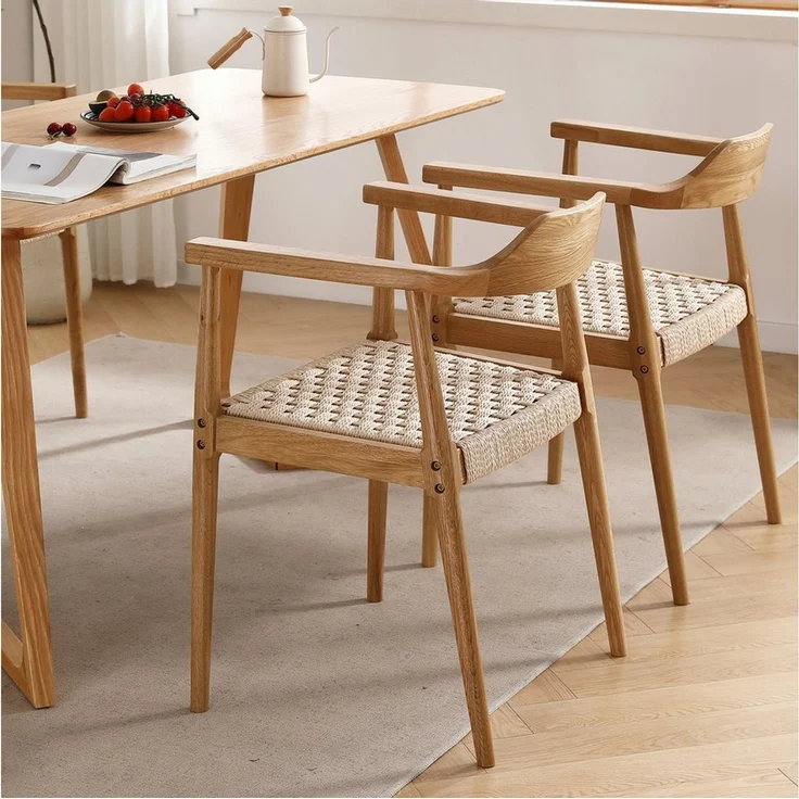 LIM HOME Esszimmerstuhl SW010 (Packung, 2 St), FSC®Eichenholzrahmen mit Sitzfläche aus Papierseil, einfache Montage – Bild 1