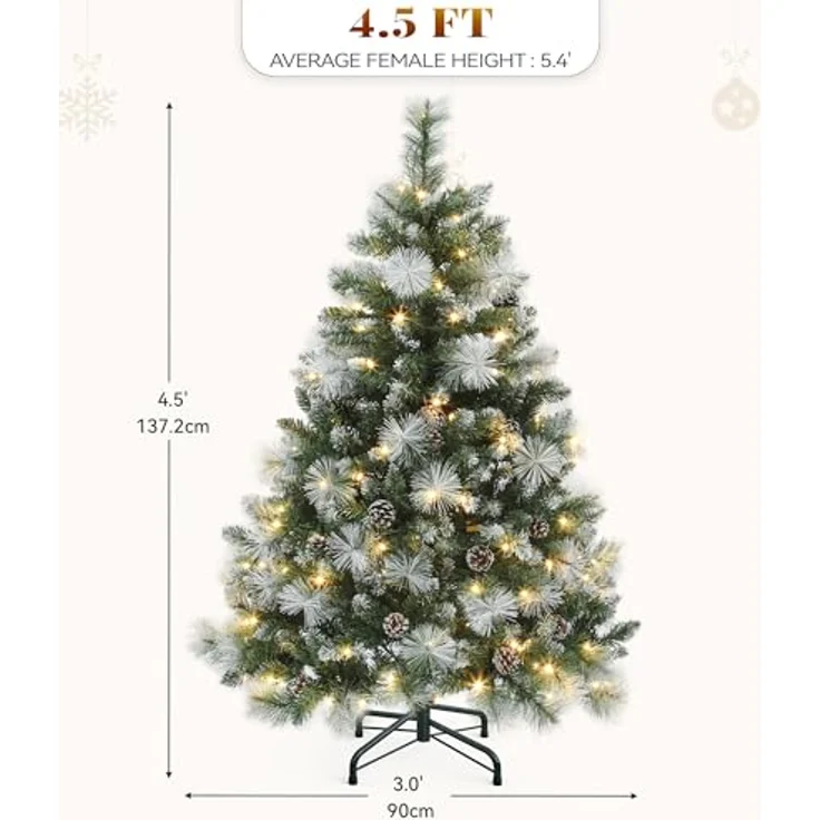 YITAHOME 140cm künstlicher Weihnachtsbaum »Scotch Pine« mit Fernbedienung – vorgeleuchteter Baum mit Zapfen, Nadeln und warmweißer/mehrfarbiger LED-Farbwechselbeleuchtung für Wohnzimmer & Büro – Bild 6