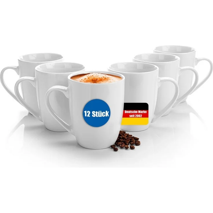 BigDean 12 Stück Kaffeebecher 300ml aus hochwertigem echtem Porzellan - spülmaschinengeeignet - Tassen zum Bemalen – Bild 5