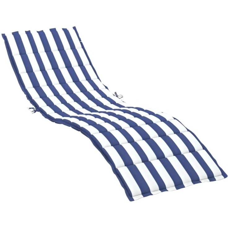 vidaXL Sonnenliegen-Auflage, Polyester blau/weiß gestreift, 200 x 70 x 4 cm – Bild 1