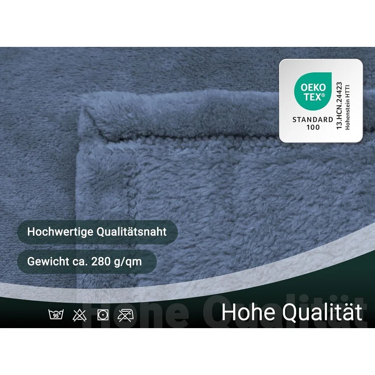 ZOLLNER Kuscheldecke, 220x240 cm, blau (dunkelblau) – Bild 5