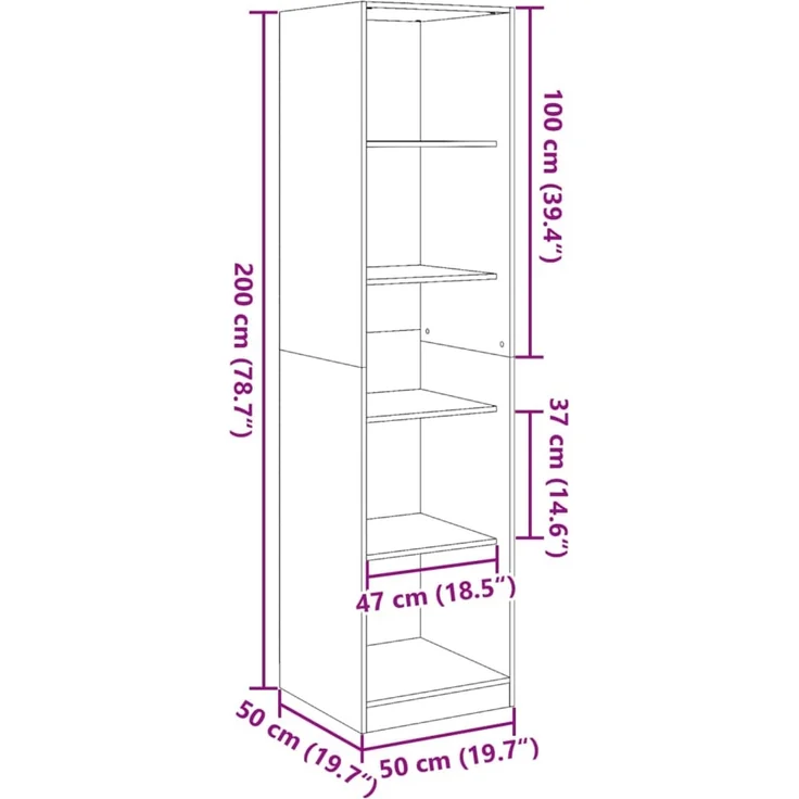 vidaXL Kleiderschrank Grau Sonoma 50x50x200 cm Holzwerkstoff 3307716 – Bild 9