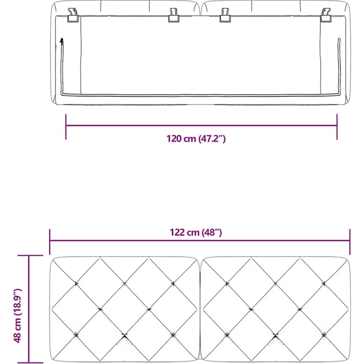 vidaXL Kopfteil-Kissen Blau 120 cm Samt – Bild 9