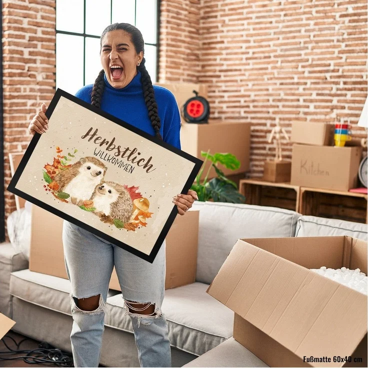 speecheese Fußmatte Igel Paar Fußmatte in 35x50 cm mit Spruch Herbstlich Willkommen – Bild 3