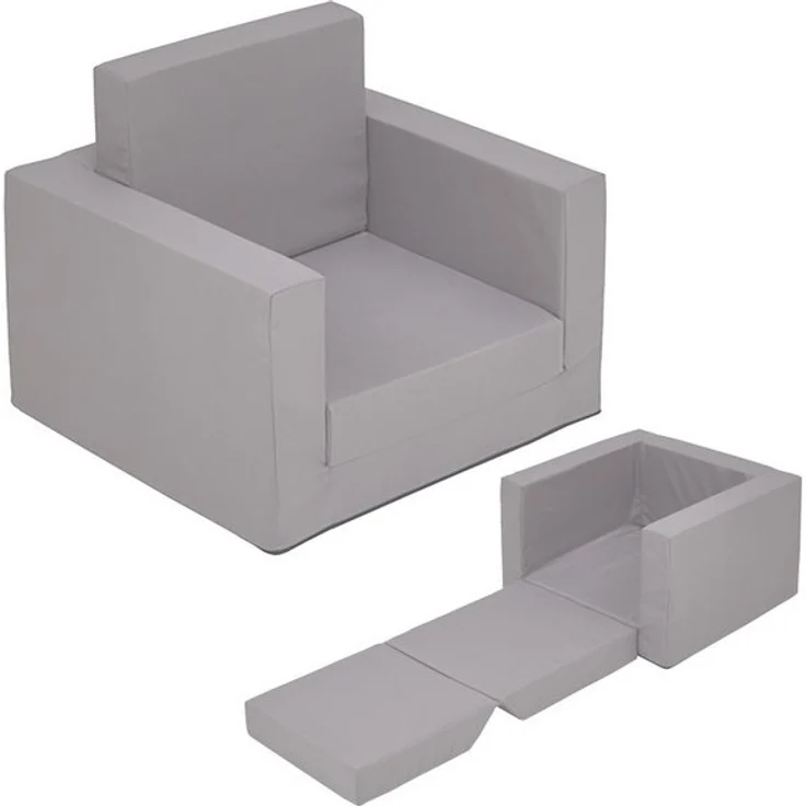 Spetebo Kindersessel Polstersessel 2in1 ausklappbar - grau - Kindersessel 48 x 41 cm (Artikel, 1-St, Stück), zum Aufklappen – Bild 4