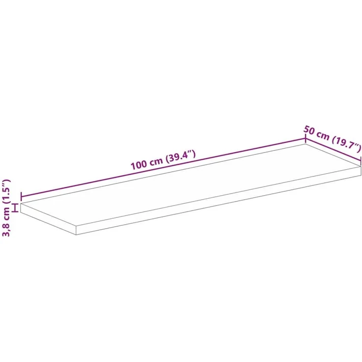 vidaXL Tischplatte 100x50x3,8 cm Rechteckig Raues Massivholz Mango 371396 – Bild 8