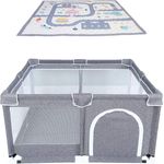 Star Ibaby Laufstall Oxford XL + Ultasoft-Teppich, ultraleicht, Farbe Grau (Soft Grey)