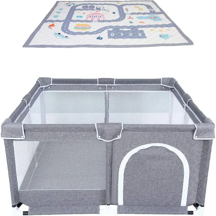 Star Ibaby Laufstall Oxford XL + Ultasoft-Teppich, ultraleicht, Farbe Grau (Soft Grey)