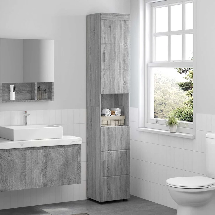 vidaXL Badezimmerschrank-Set TULUM Graues Sonoma 37 x 31,5 x 203 cm 880357 – Bild 4