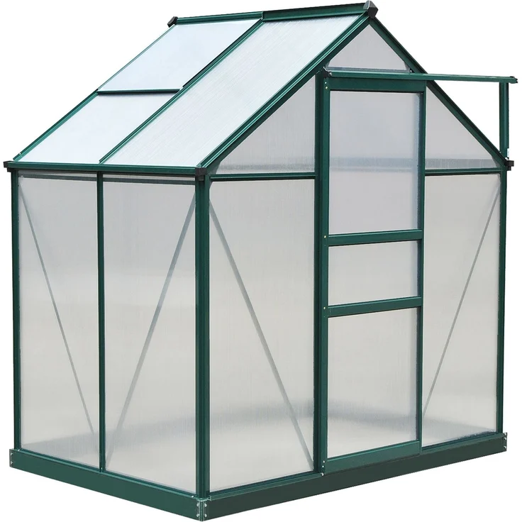 MELAYR, Gartengewächshaus aus Polycarbonat, 190 x 132 x 201 cm, UV-beständig 30+, Grün+Transparent – Bild 2