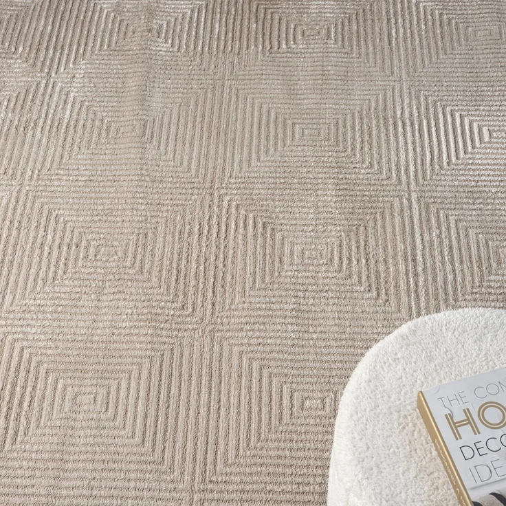 Vimoda Designteppich Wohnzimmer Boho Design 3D Raute Hoch-Tief-Effekt, Rechteckig, Höhe: 11 mm, Teppich 3D kariert für Esszimmer, Flur & Schlafzimmer – Bild 2