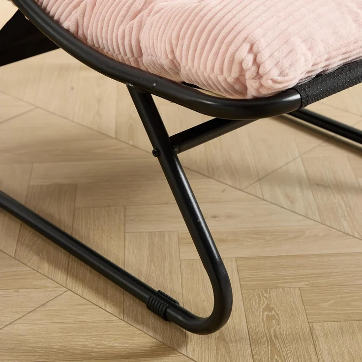LVHOM Sessel mit Hocker, Gepolsterter Loungesessel aus Cord mit Metallgestell, ergonomischer Relaxsessel für Wohnzimmer und Schlafzimmer, Rosa – Bild 9