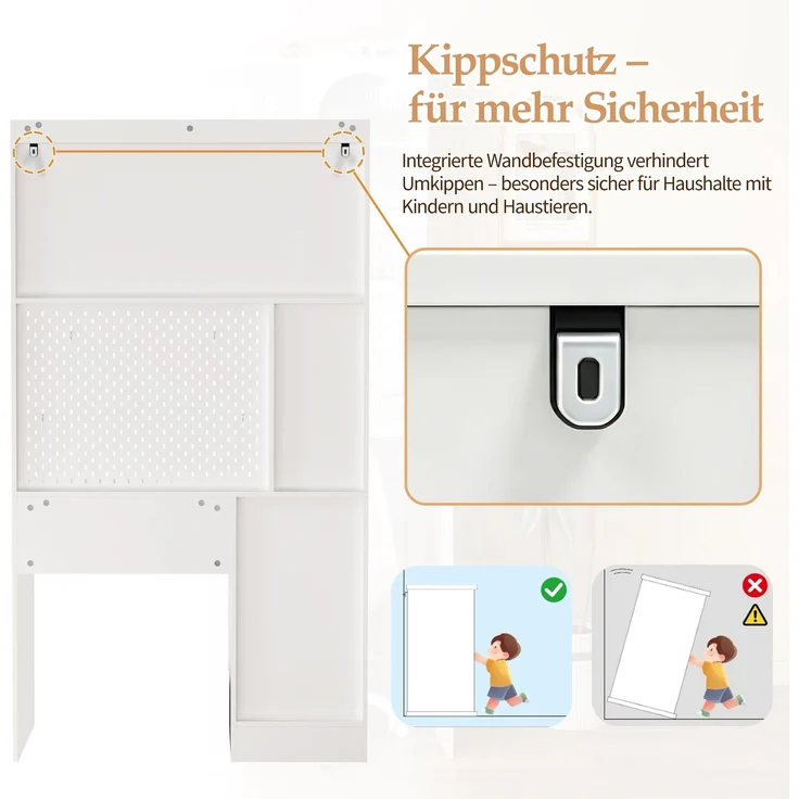 Schreibtisch 100 x 55 x 180 cm mit Pinnwand, Glasfronten und 3 Schubladen – MDF, Weiß – Bild 8