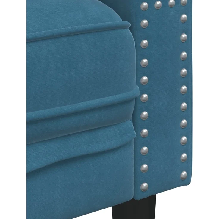 vidaXL Chesterfield-Sofa mit Nackenrollen 3-Sitzer Blau Samt 372701 – Bild 6