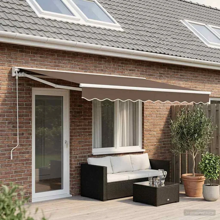 vidaXL Manuell einziehbare Markise Taupe 4 × 3,5 m 3426143 – Bild 1