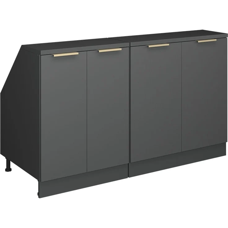 Küchenschrank für Dachschrägen R-Line Anthrazit-Gold 140 cm 2er Set Schrankkorpuss 60 cm Tiefe Vicco – Bild 1