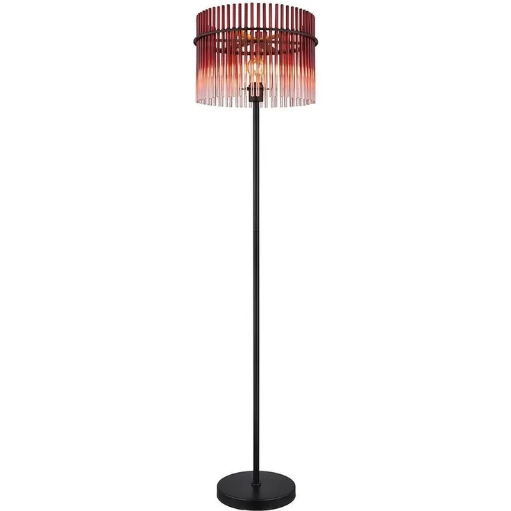 GLOBO LIGHTING Stehlampe, Leuchtmittel nicht inklusive, Stehlampe Stehleuchte Wohnzimmerlampe Retro Glas brombeer rot H 152 cm