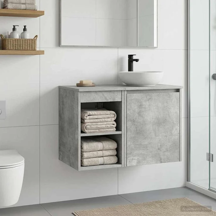 vidaXL Badezimmerschrank Betongrau 30 x 41 x 50 cm Holzwerkstoff 890345 – Bild 4