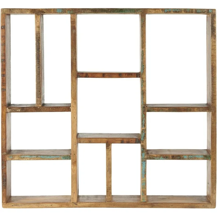 Wandregal Regal 11 Fächer Braun Holz Vintage Rustikal Alt Ib Laursen 2113-00