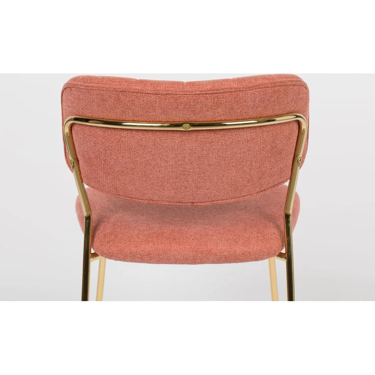 Esszimmerstuhl Jolien im 2er-Set, Rosa mit goldenem Metallgestell und Stoffbezug, Sitzhöhe 48 cm, belastbar bis 150 kg – Bild 6