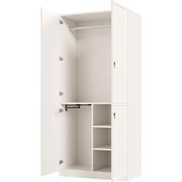 Kleiderschrank mit Kleiderstange & ausziehbarem Hosenhalter, 90x48x200 cm, Weiß – Bild 5
