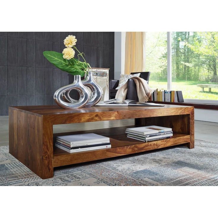 Couchtisch Sheesham 135x70x36 walnuss lackiert DUKE #120 – Bild 5