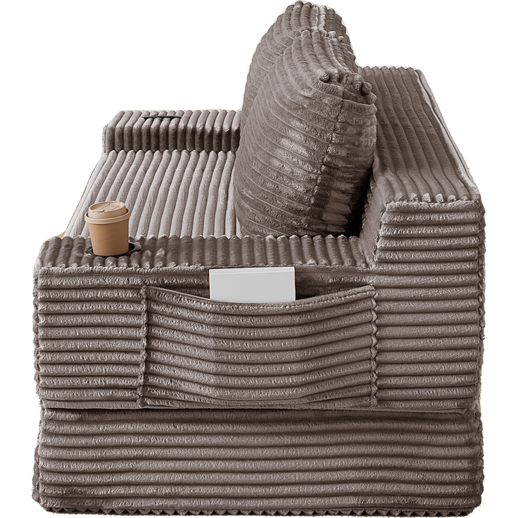 ZUBALIYA Sofa mit LED - Beleuchtung, mit Stauraum, mit Cordbezug, mit breiten Armlehnen, ohne aufwendige Montage – Bild 6