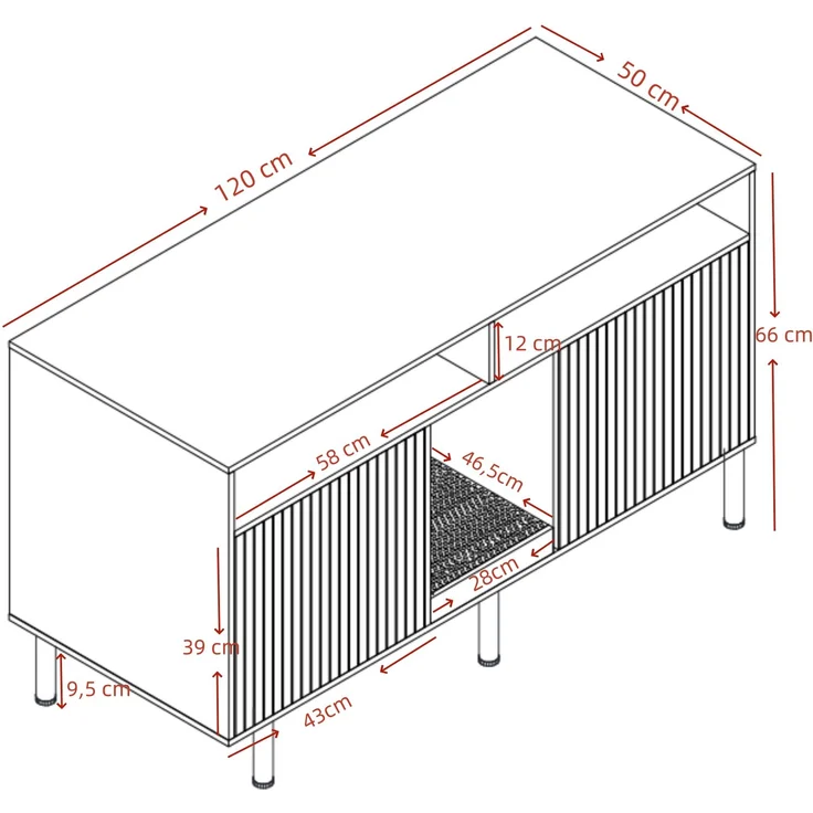Katzentoiletten-Schrank/Katzenstreuwanne-Schrank mit Sandauffangmatte, Haustier-Schrank mit Ablage, Haustier-Sideboard/TV-Schrank, ohne Katzenstreuwanne, 120 x 50 x 66 cm, Weiß – Bild 6