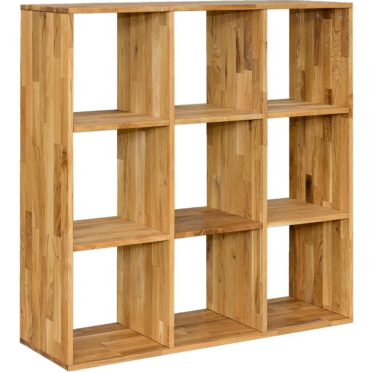 Livetastic 'CUBE' Raumteiler Regal, Massivholz Wildeiche, 112.2 x 112.2 x 35 cm, mit 9 Fächern