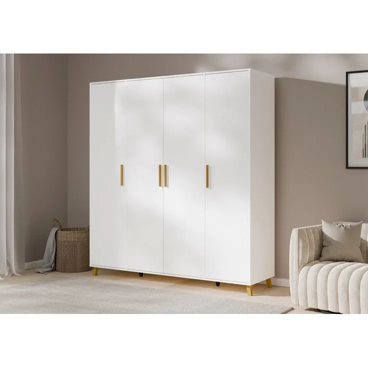 rauch Drehtürenschrank Kleiderschrank Schrank Garderobe Wäscheschrank SHINJO (in 3 verschiedenen Ausstattungen BASIC/CLASSIC/PREMIUM) Griffe und Füße aus Massivholz, viel Stauraum MADE IN GERMANY