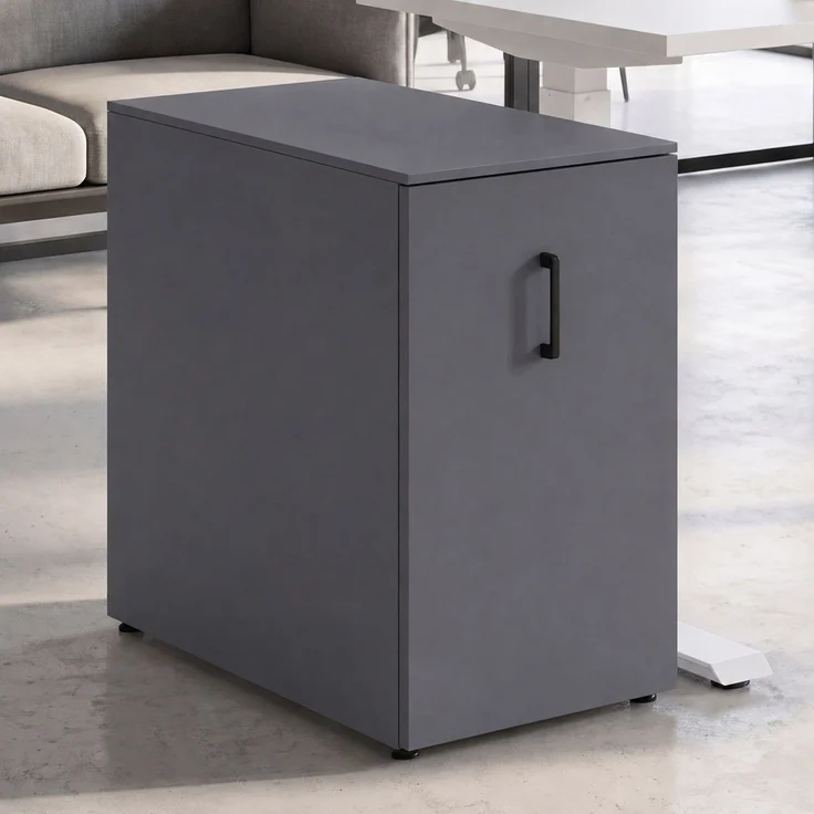 Aktenschrank HWC-Q27, Büroschrank Stahlschrank, Stützrad Staufächer, Metall 74x43x80cm ~ dunkelgrau – Bild 1