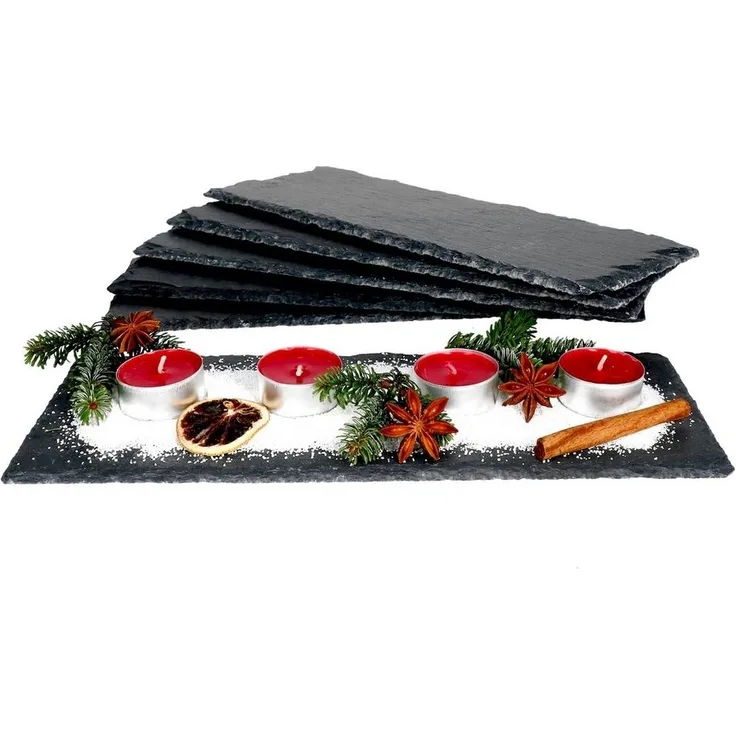 6x Schieferplatten 11x30 cm Untersetzer Deko-Teller Servier-Platte Naturschiefer