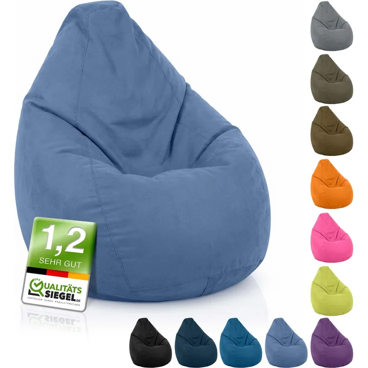 Green Bean® Sitzsack mit Rückenlehne 60x60x90cm - Indoor Sitzkissen 220L Füllung Kuschelig Waschbar - Hellblau
