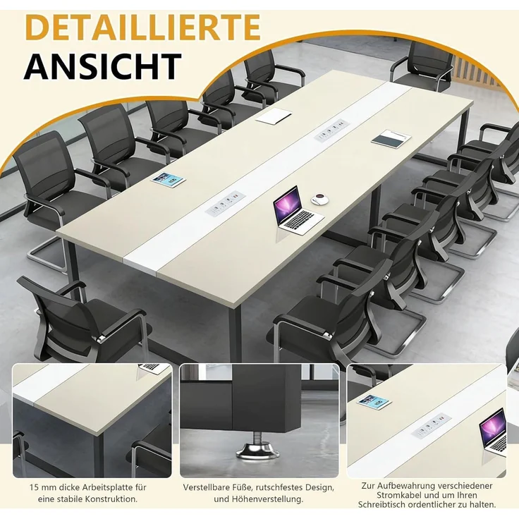 Konferenztisch Kabelmanagement Kabeldurchführung Meeting D 460*80*74cm – Bild 5