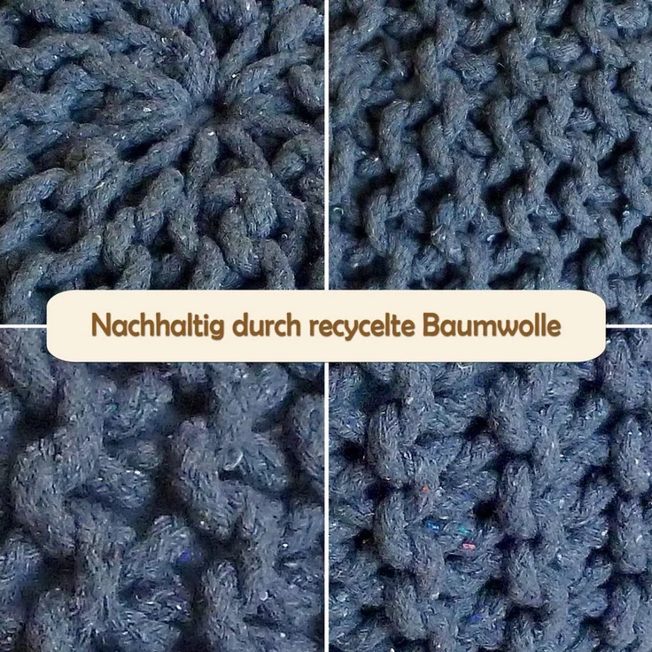 Amagohome Sitzhocker Strickhocker XXL Pouf Ø55 H37cm Bodenkissen Sitzpouf Baumwolle nachhal – Bild 4
