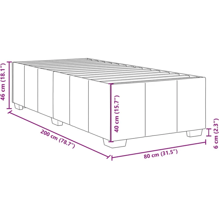 vidaXL Boxspringbett mit Matratze Taupe 80x200 cm Stoff 3285432 – Bild 12