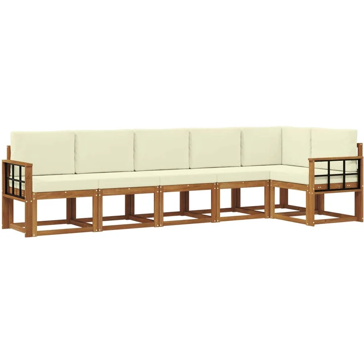 vidaXL Outdoor-Sofagarnitur 6 stk. 6-Sitzer Natur und Creme 3366473 – Bild 2