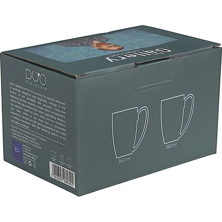 DUO ART GALLERY 2er-Set klassischer Becher 360 ml PORTRAIT OF Van Gogh, New Bone China Porzellan – Bild 6