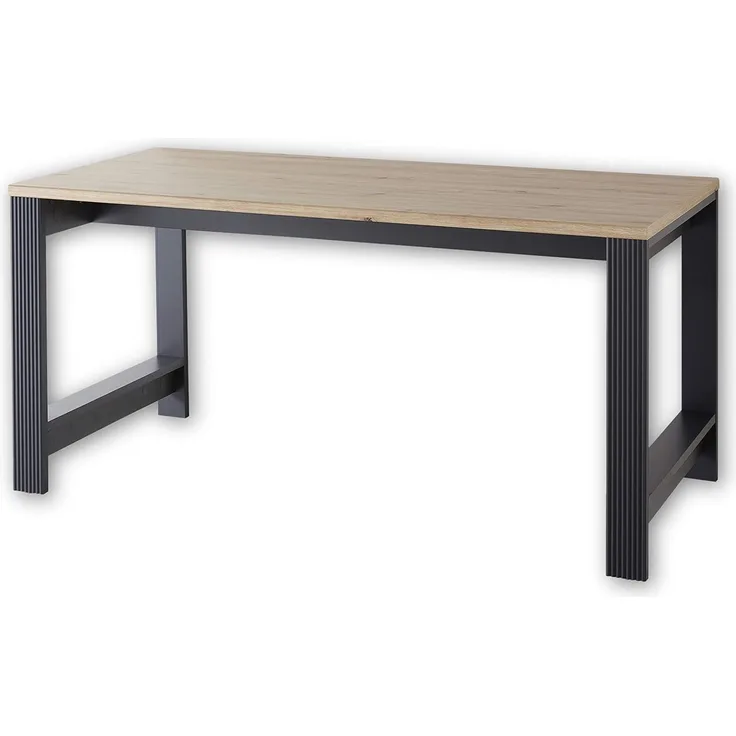 JASMIN Schreibtisch in Graphit, Artisan Eiche Optik - Bürotisch Computertisch mit großer Arbeitsfläche - Landhausstil Büromöbel Komplettset - 160 x 76 x 80 cm (B/H/T)