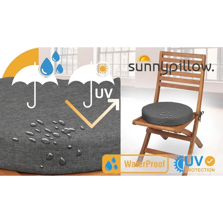 sunnypillow Stuhlkissen 2er Set Stuhlkissen Rund Ø 40 cm mit Bändern "HAVANA" – Bild 3