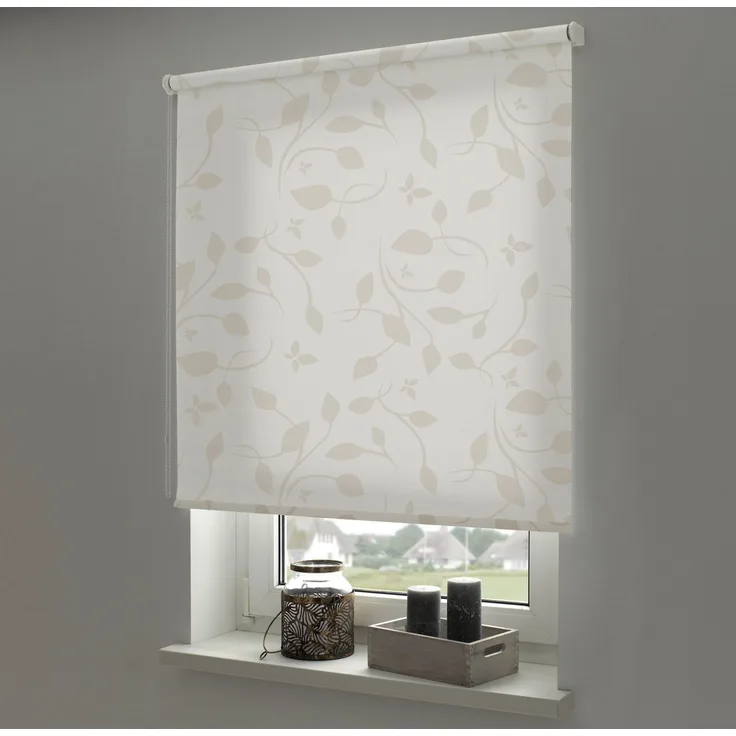Seitenzugrollo Seitenzugrollo Design Ranke, Liedeco, transparent, freihängend, verschraubt, Lichtdurchlässig mit Sichschutz, flexibel montierbar