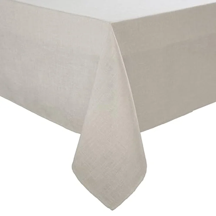 Laura Ashley Harper Luxuriöse Glatte Stoff-Tischdecke für formelle oder legere Abendessen, Urlaub, Bankett, Hochzeit oder Party, 152,4x213,4 cm, Elfenbeinfarben – Bild 2